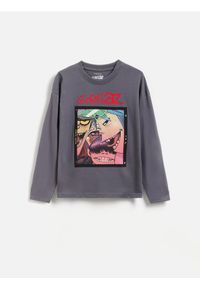 Reserved - Bawełniany longsleeve Gorillaz - ciemnoszary. Kolor: szary. Materiał: bawełna. Długość rękawa: długi rękaw #1