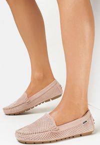 Born2be - Różowe Mokasyny Thalothee. Nosek buta: okrągły. Zapięcie: bez zapięcia. Kolor: różowy. Materiał: skóra. Wzór: ażurowy, aplikacja. Styl: boho #5