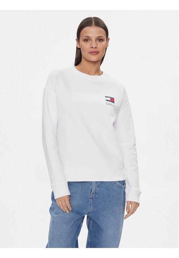 Tommy Jeans Bluza Graphic Flag DW0DW17328 Biały Boxy Fit. Kolor: biały. Materiał: bawełna