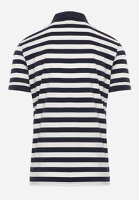 Born2be - Granatowa Koszulka Polo z Bawełny w Poziome Paski Germus. Okazja: na co dzień. Typ kołnierza: polo. Kolor: niebieski. Materiał: bawełna. Wzór: paski. Styl: casual #8