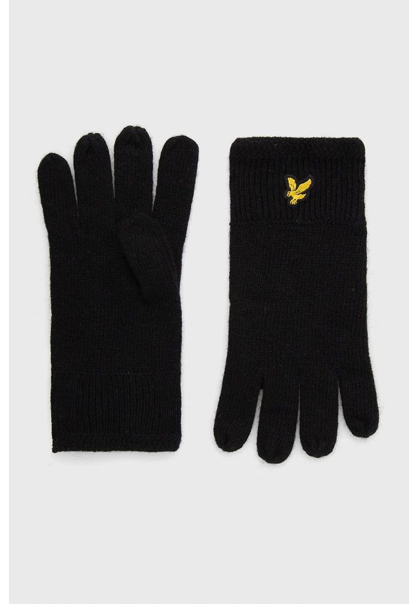 Lyle & Scott - Rękawiczki. Kolor: czarny. Materiał: dzianina. Wzór: gładki