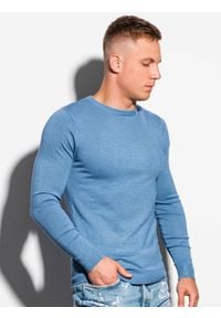 Ombre Clothing - Sweter męski E177 - błękitny - XXL. Kolor: niebieski. Materiał: nylon, wiskoza. Styl: klasyczny