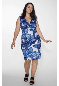 Cellbes - Sukienka dżersejowa z marszczeniami. Kolor: niebieski. Materiał: jersey. Długość rękawa: bez rękawów. Typ sukienki: kopertowe #3