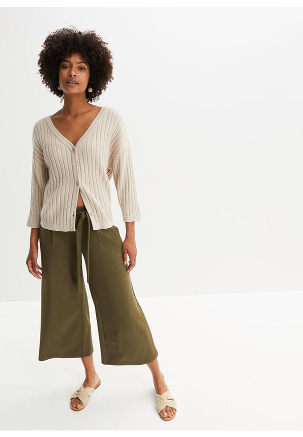 bonprix - Sweter rozpinany boxy. Kolor: szary