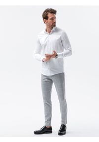 Ombre Clothing - Koszula męska z długim rękawem K593 - biała - XXL. Okazja: do pracy, na spotkanie biznesowe, na co dzień. Kolor: biały. Materiał: bawełna, poliester. Długość rękawa: długi rękaw. Długość: długie. Styl: casual, klasyczny, biznesowy #5