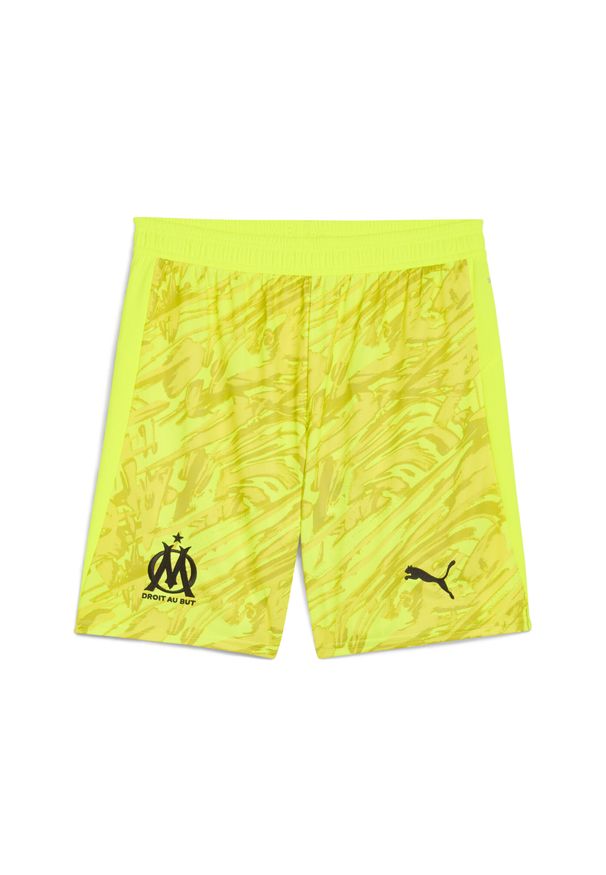 Puma - Męskie szorty bramkarskie Olympique Marsylia 25/26 PUMA Yellow Alert Black. Kolor: czarny, wielokolorowy, żółty. Materiał: tkanina. Sport: piłka nożna