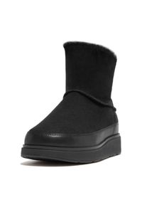 Buty FitFlop GEN-FF Mini Double-Faced Shearling Boots W GS6-090 czarne. Okazja: na spacer. Zapięcie: pasek. Kolor: czarny. Materiał: materiał, skóra #4