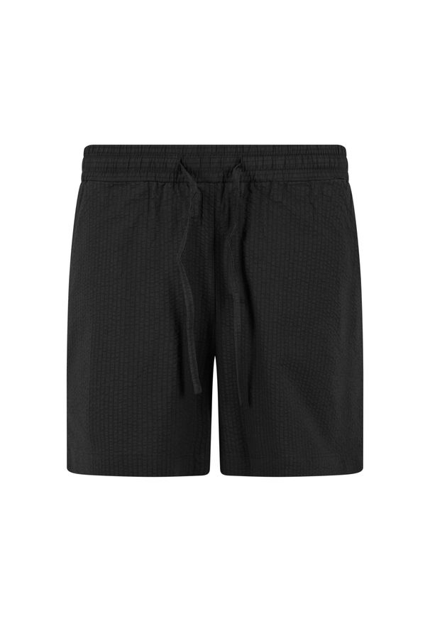 Szorty damskie z materiału Seersucker Urban Classics. Kolor: czarny. Materiał: materiał. Długość: krótkie