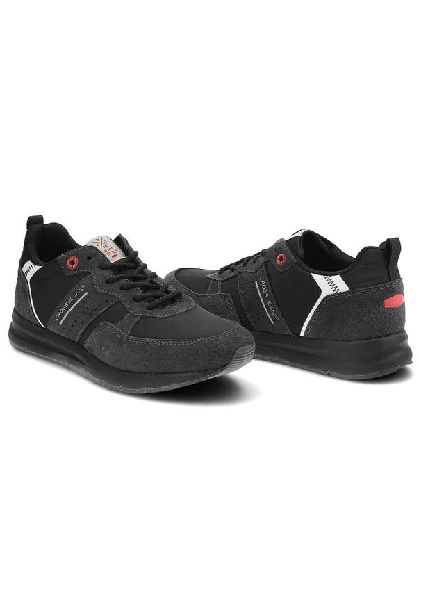 Czarne Sneakersy Cross Jeans Wygodne Buty Męskie. Okazja: na co dzień. Zapięcie: sznurówki. Kolor: czarny. Materiał: materiał, skóra ekologiczna