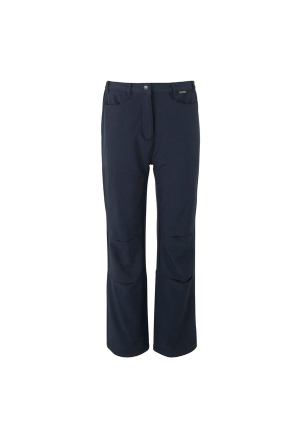 Regatta - Spodnie Na Piesze Wędrówki Dziecięce Softshell. Kolor: niebieski. Materiał: softshell. Sezon: lato. Sport: turystyka piesza