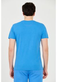 La Martina - LA MARTINA Błękitny męski t-shirt z małym logo, Rozmiar L. Kolor: niebieski