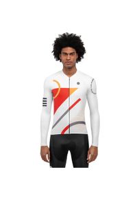 SIROKO - Męska koszulka rowerowa z krótkim rękawem Kolarstwo Siroko M2 Finish Line. Kolor: pomarańczowy, wielokolorowy, biały. Długość rękawa: krótki rękaw. Długość: krótkie. Sport: kolarstwo