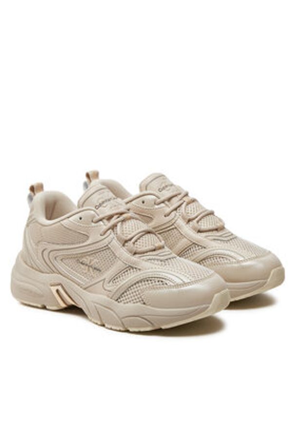 Calvin Klein Jeans Sneakersy Retro Tennis Low Lace Mh Ml Mtl YW0YW01463 Écru. Materiał: skóra