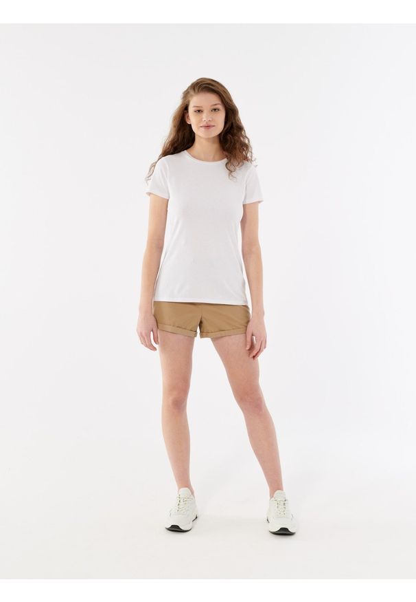 outhorn - Gładki t-shirt damski. Materiał: jersey, elastan, bawełna. Wzór: gładki