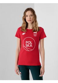 4f - Koszulka damska Polska - Tokio 2020. Kolor: czerwony. Materiał: bawełna, dzianina. Wzór: nadruk. Sezon: lato #2
