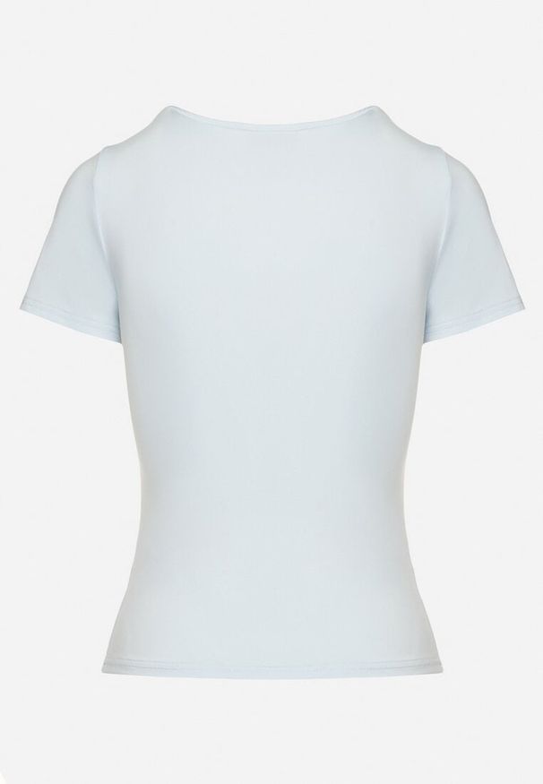 Born2be - Jasnoniebieski T-shirt z Wiskozą o Dopasowanym Kroju z Dekoltem w Serek Folarisse. Typ kołnierza: dekolt w serek. Kolor: niebieski. Materiał: wiskoza