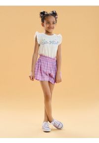 Sinsay - Koszulka z ozdobnymi falbanami i cekinami - kremowy. Kolor: kremowy #1