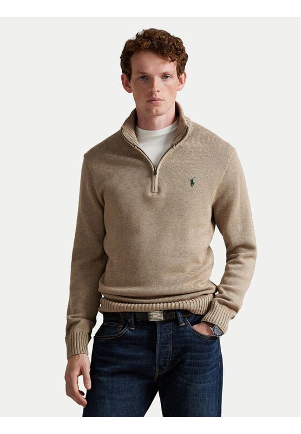 Polo Ralph Lauren Sweter 710859939510 Beżowy Regular Fit. Typ kołnierza: polo. Kolor: beżowy. Materiał: bawełna