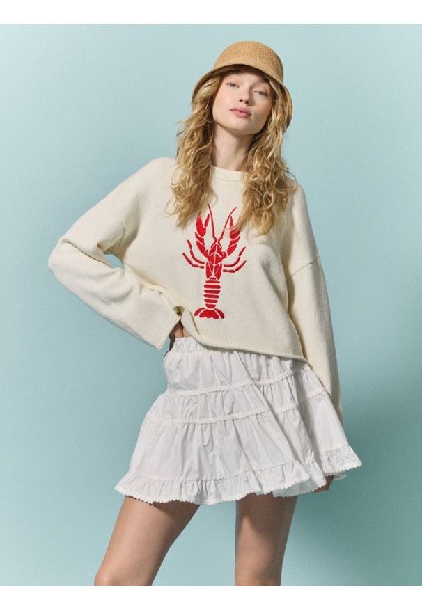 Reserved - Bawełniana spódnica mini - złamana biel. Materiał: bawełna