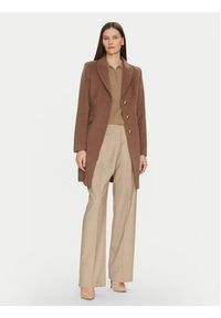 Motivi Płaszcz wełniany 0039Q200539N Brązowy Slim Fit. Kolor: brązowy. Materiał: wełna #3