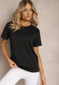 Renee - Czarna Koszulka z Bawełny o Fasonie T-shirt Lormarka. Okazja: na co dzień. Kolor: czarny. Materiał: bawełna. Styl: casual, klasyczny #4