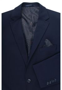 Taliowany Garnitur Męski - Victorio - Granatowy. Kolor: niebieski. Materiał: poliester, wiskoza, elastan. Wzór: gładki #14