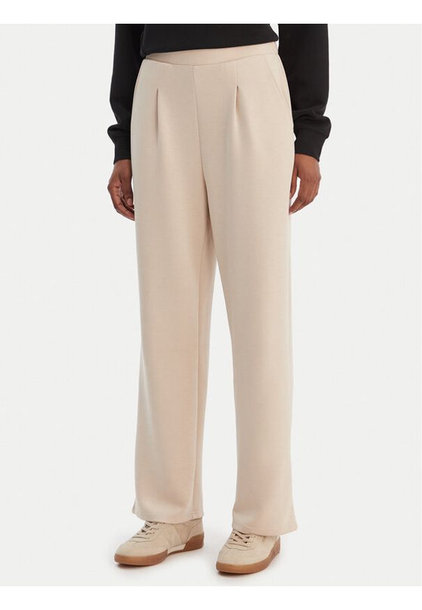 Vero Moda Spodnie materiałowe Hali 10339404 Beżowy Straight Fit. Kolor: beżowy. Materiał: wiskoza, syntetyk