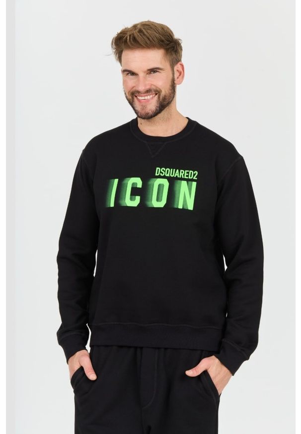 DSQUARED2 Czarna męska bluza Icon Blur Cool Fit Crewneck, Rozmiar XL. Kolor: czarny