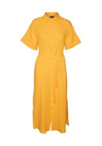 Vero Moda Sukienka koszulowa Natali 10283129 Żółty Regular Fit. Kolor: żółty. Materiał: bawełna. Typ sukienki: koszulowe #5