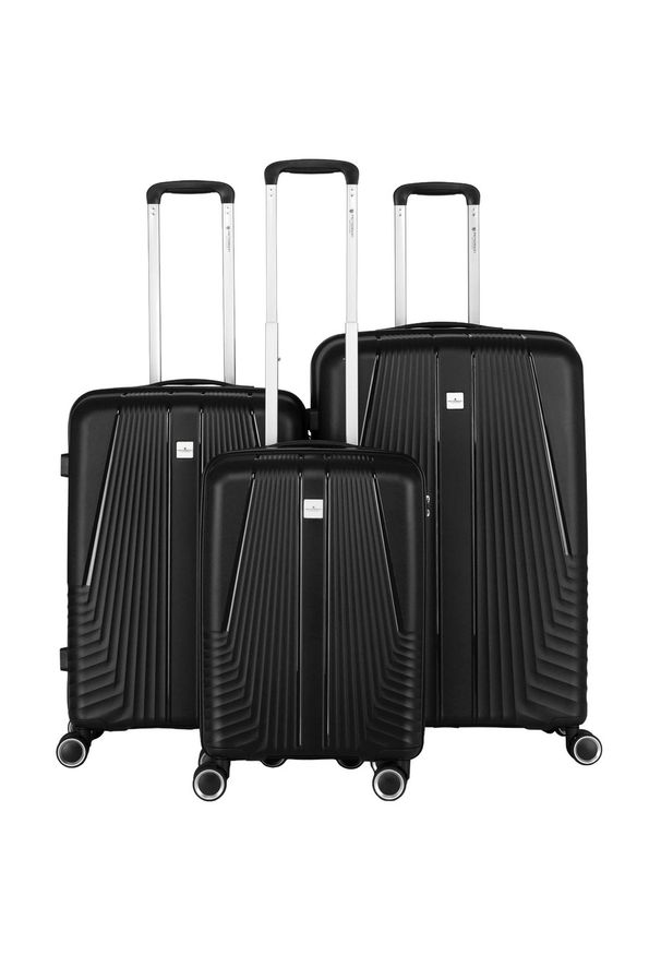 Zestaw walizek podróżnych z tworzywa ABS w czarnym kolorze Peterson PTN PP-09-SET3. Kolor: czarny
