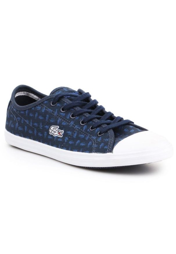Trampki Lacoste Ziane W 7-31SPW0038003 białe granatowe. Okazja: na co dzień. Zapięcie: sznurówki. Kolor: wielokolorowy, niebieski, biały. Materiał: materiał, syntetyk. Szerokość cholewki: normalna. Styl: casual