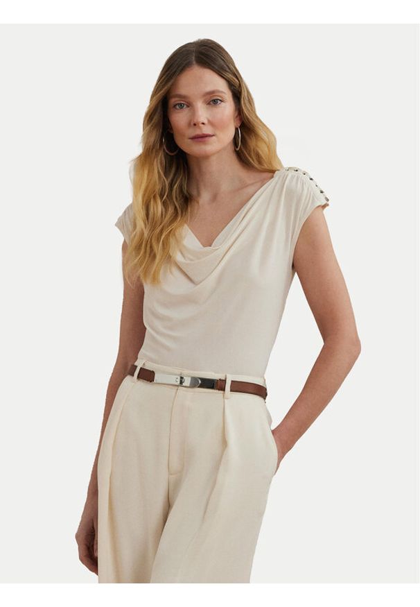 Lauren Ralph Lauren - LAUREN RALPH LAUREN Bluzka 200898441001 Écru Relaxed Fit. Materiał: syntetyk