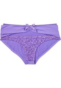 bonprix - Figi panty z poliamidu z recyklingu. Kolor: fioletowy. Materiał: poliamid. Wzór: koronka #1