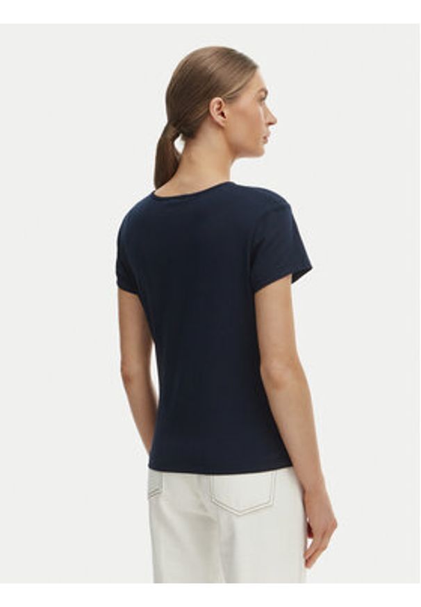 TOMMY HILFIGER - Tommy Hilfiger T-Shirt WW0WW48710 Granatowy Slim Fit. Kolor: niebieski. Materiał: bawełna