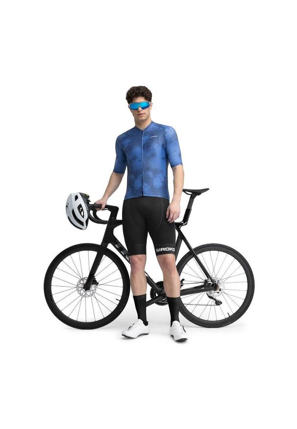 SIROKO - Męska koszulka rowerowa z krótkim rękawem Kolarstwo Siroko M2 Nitro. Kolor: niebieski. Materiał: jersey. Długość rękawa: krótki rękaw. Długość: krótkie. Sport: kolarstwo