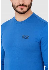 EA7 Emporio Armani - EA7 Niebieska bluza męska z czarnym logo, Rozmiar XXL. Kolor: niebieski #4