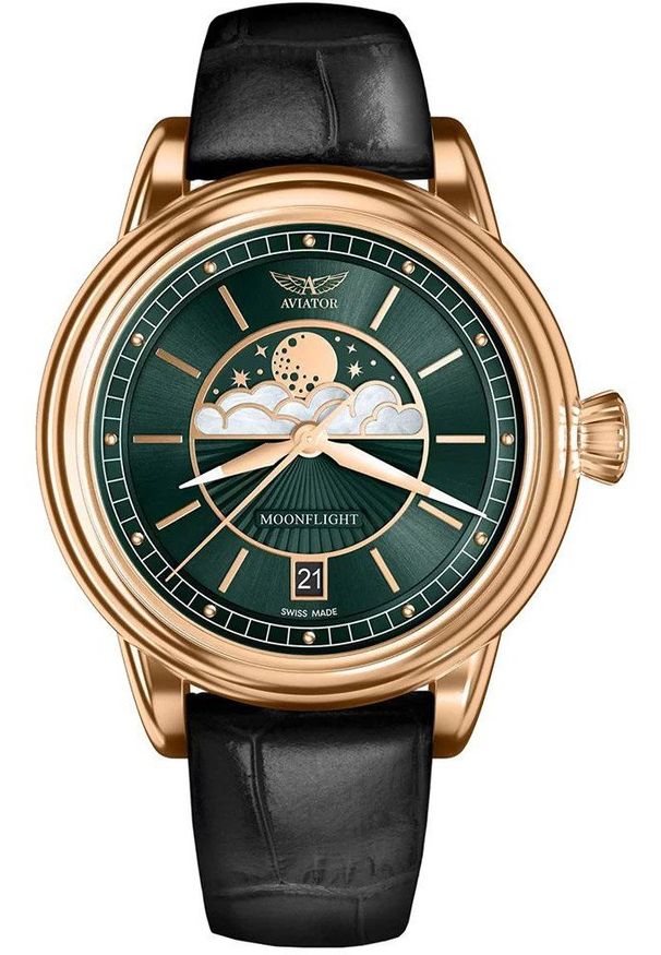 AVIATOR - Zegarek damski Aviator V.1.33.2.263.4BM czarny. Kolor: czarny