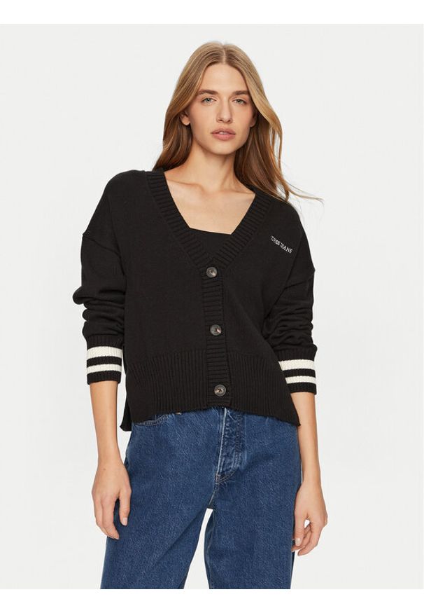 Guess Jeans Kardigan W4BR81 Z3HM1 Czarny Regular Fit. Kolor: czarny. Materiał: bawełna