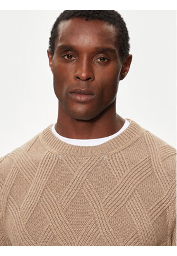 JOOP! Sweter 17 JK-28Diamondo 30043058 Beżowy Modern Fit. Kolor: beżowy. Materiał: syntetyk