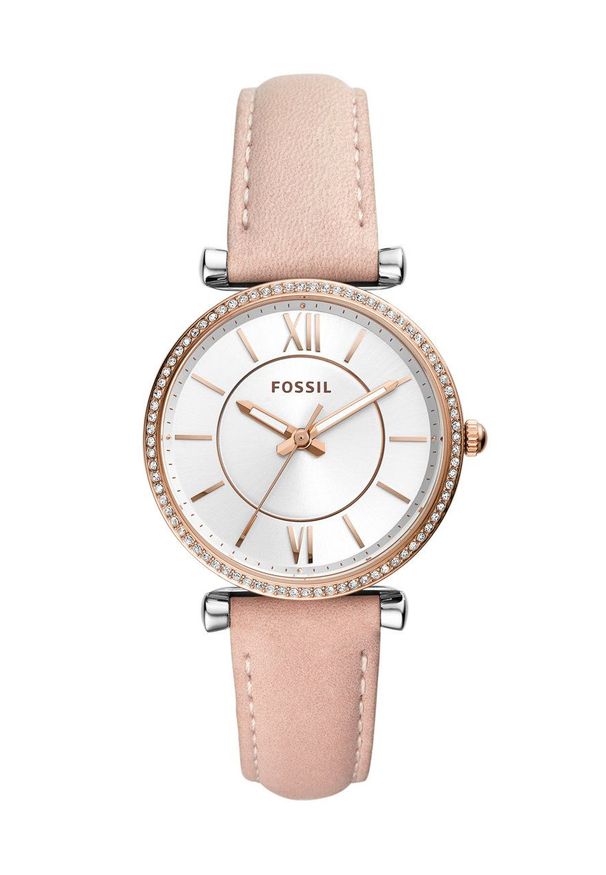Fossil - Zegarek ES4484. Kolor: różowy. Materiał: skóra, materiał
