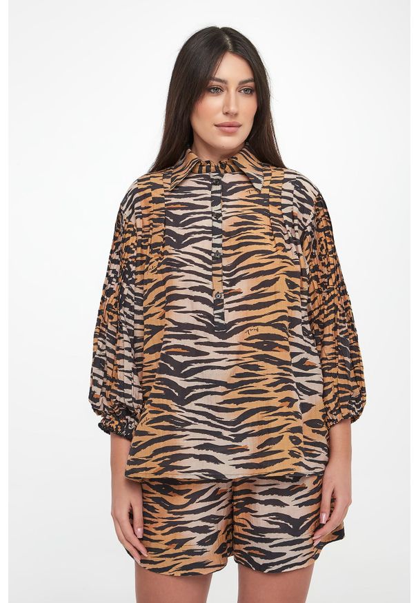 Pinko - Koszula damska ze zwierzęcym wzorem Darcey PINKO. Wzór: motyw zwierzęcy