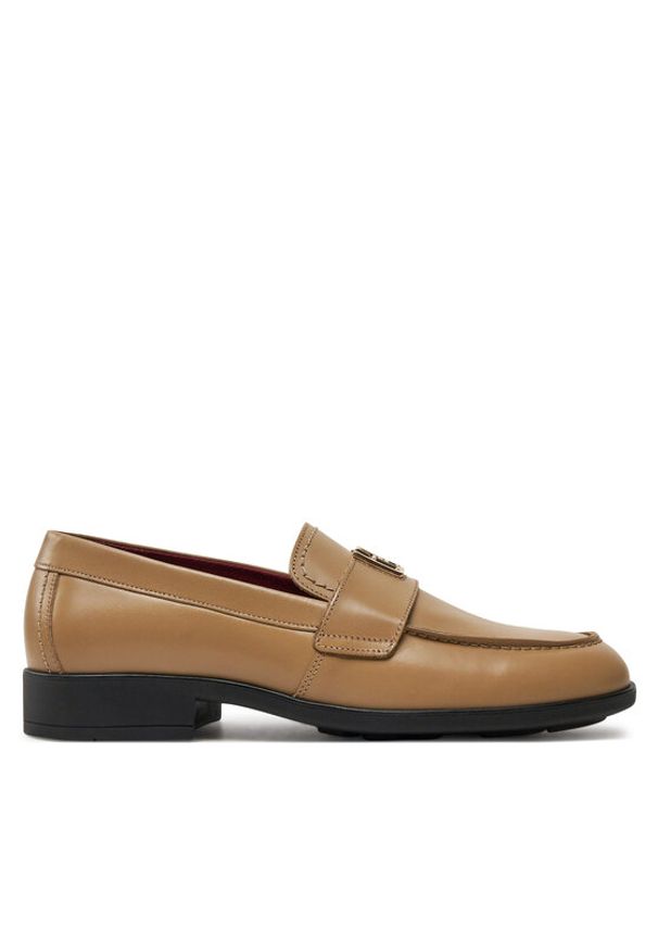 TOMMY HILFIGER - Tommy Hilfiger Lordsy Th Leather Classic Loafer FW0FW07961 Khaki. Kolor: brązowy. Materiał: skóra