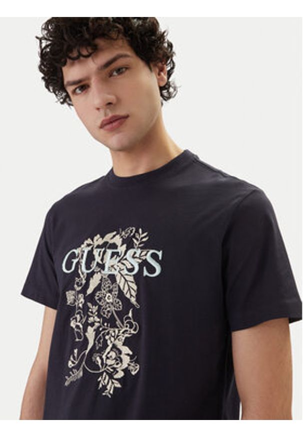 Guess T-Shirt M6GI17 K3038 Granatowy Regular Fit. Kolor: niebieski. Materiał: bawełna