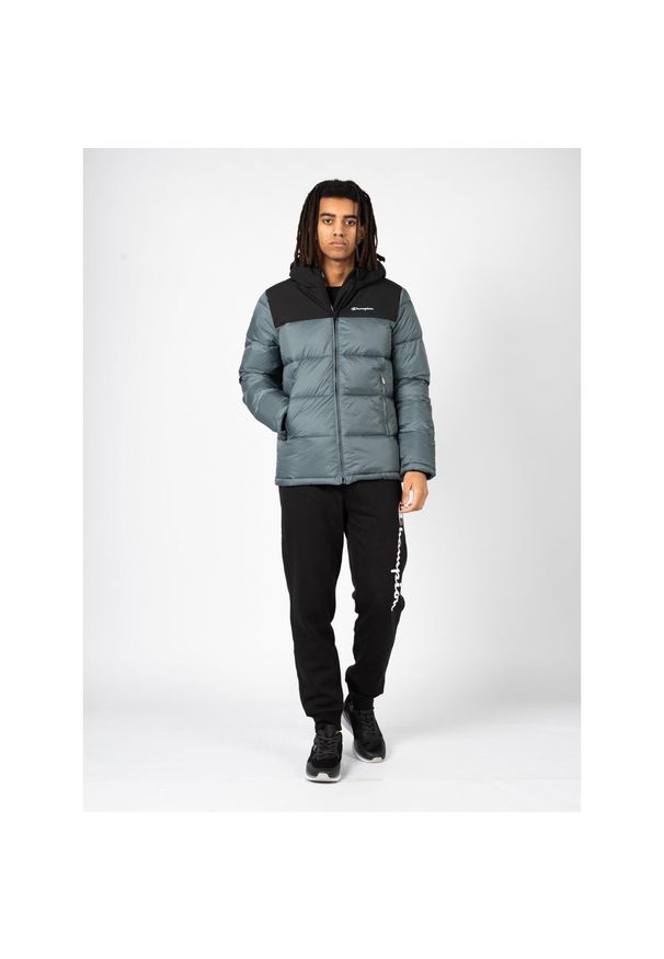 Champion - Kurtka turystyczna męska Down Jacket. Typ kołnierza: kaptur. Kolor: czarny. Materiał: poliamid