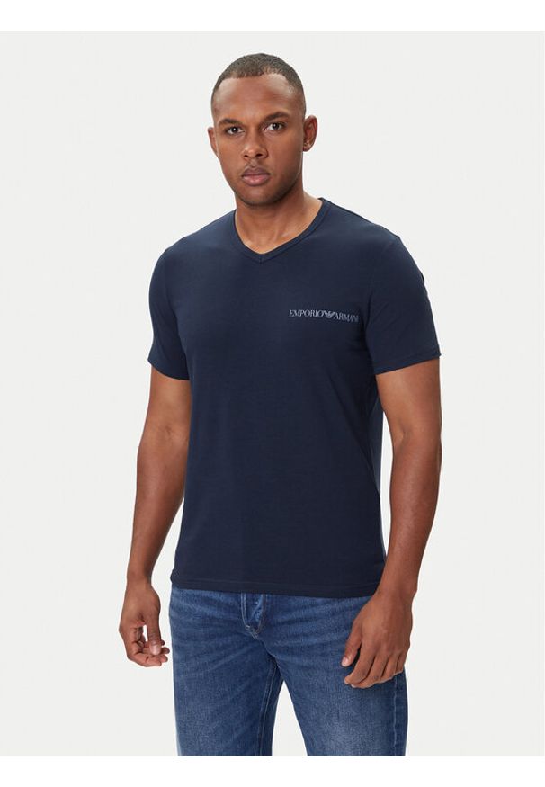 Emporio Armani Underwear Komplet 2 t-shirtów EM000392 AF10779 MB263 Granatowy Regular Fit. Kolor: niebieski. Materiał: bawełna