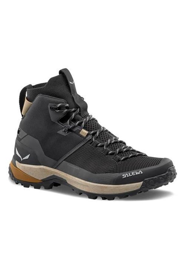 Buty trekkingowe męskie Salewa Puez Knit Mid Powertex. Wysokość cholewki: za kostkę. Kolor: czarny. Materiał: nylon. Szerokość cholewki: normalna