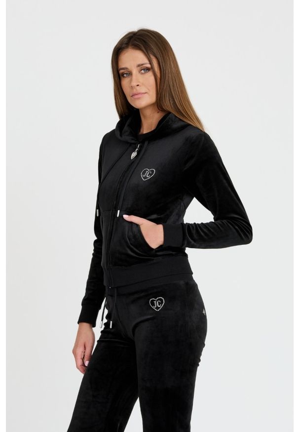 Juicy Couture - JUICY COUTURE Czarna damska bluza z cyrkoniami Rodeo Robertson, Rozmiar M. Kolor: czarny