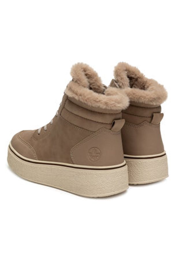 Rieker Trzewiki 78801-20 Beżowy. Kolor: beżowy. Materiał: nubuk, skóra