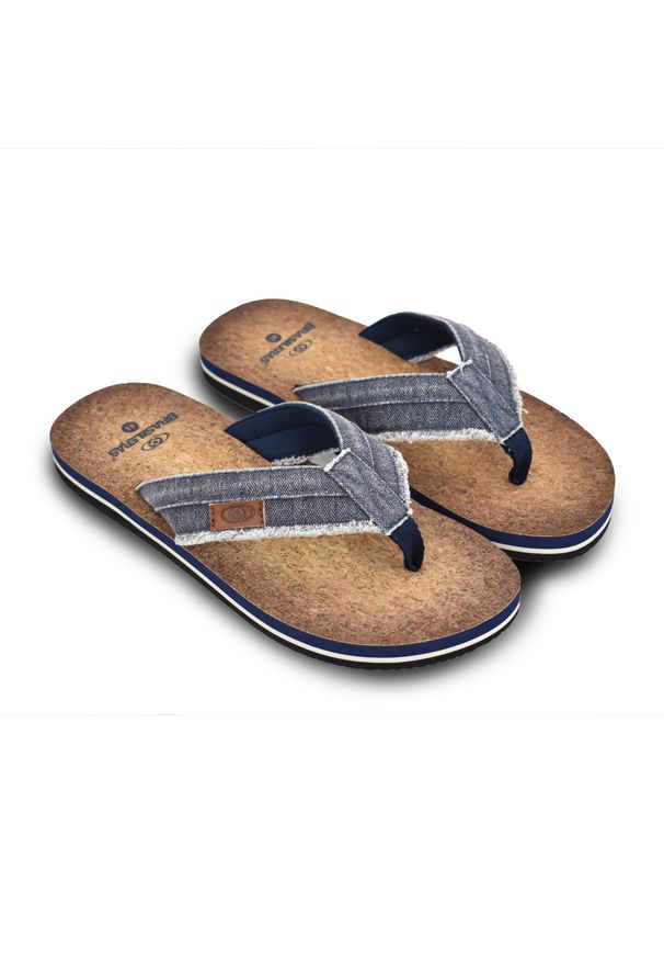 BRASILERAS - Klapki plażowe Człowiek Brasileras Palec Niebieski gumową podeszwą. Okazja: na plażę. Kolor: niebieski. Materiał: guma. Styl: sportowy