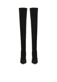 Kazar - Czarne muszkieterki z wysokiej szpilce. Wysokość cholewki: przed kolano. Kolor: czarny. Materiał: tkanina. Szerokość cholewki: normalna. Obcas: na obcasie. Styl: klasyczny. Wysokość obcasa: wysoki #2